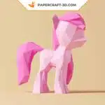 Papercraft de petit poney rose en origami 3D