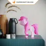 Papercraft de petit poney rose en origami 3D