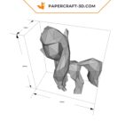 Papercraft of little pink pony in 3D origami