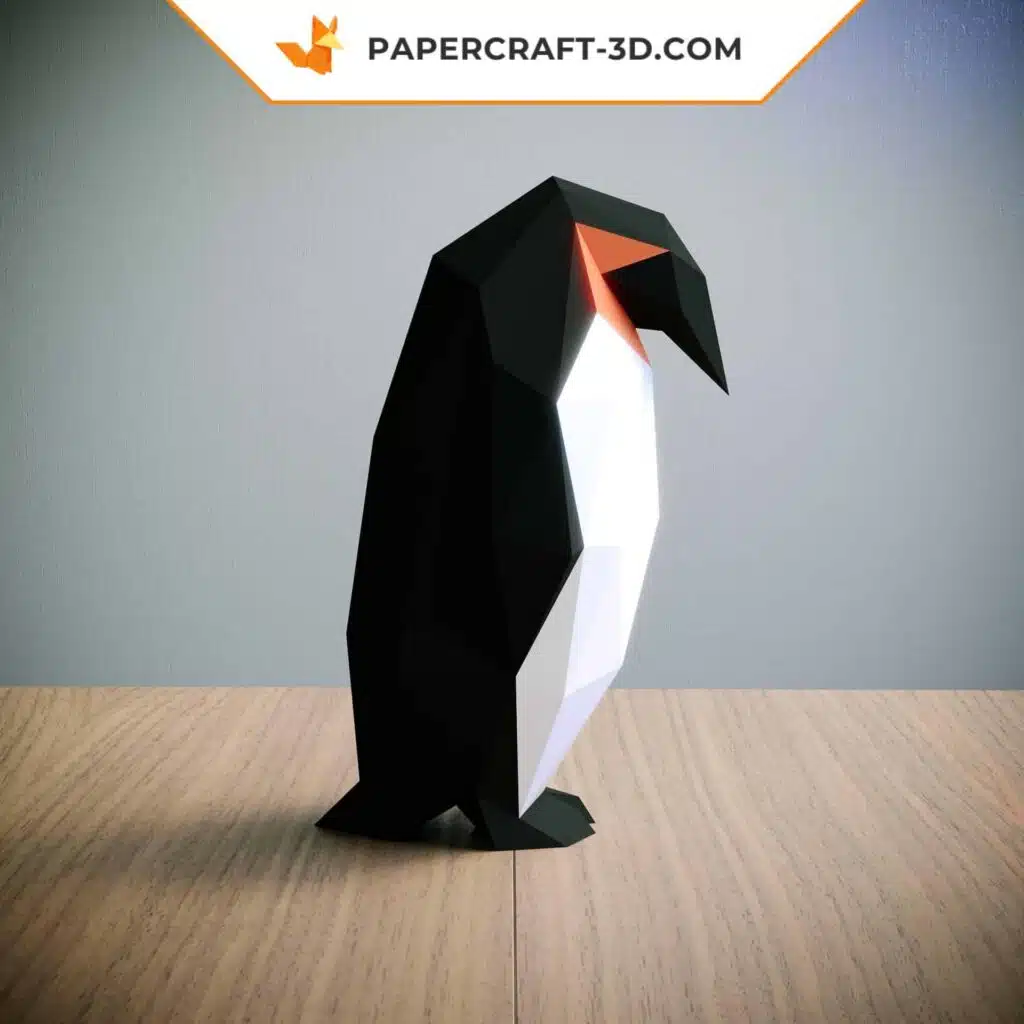 Kit de papercraft pingouin : puzzle d&rsquo;origami 3D pour décoration intérieure, art et cadeaux, weergave 3