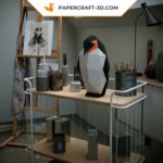 Papercraft penguin in 3D origami