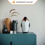 Papercraft penguin in 3D origami