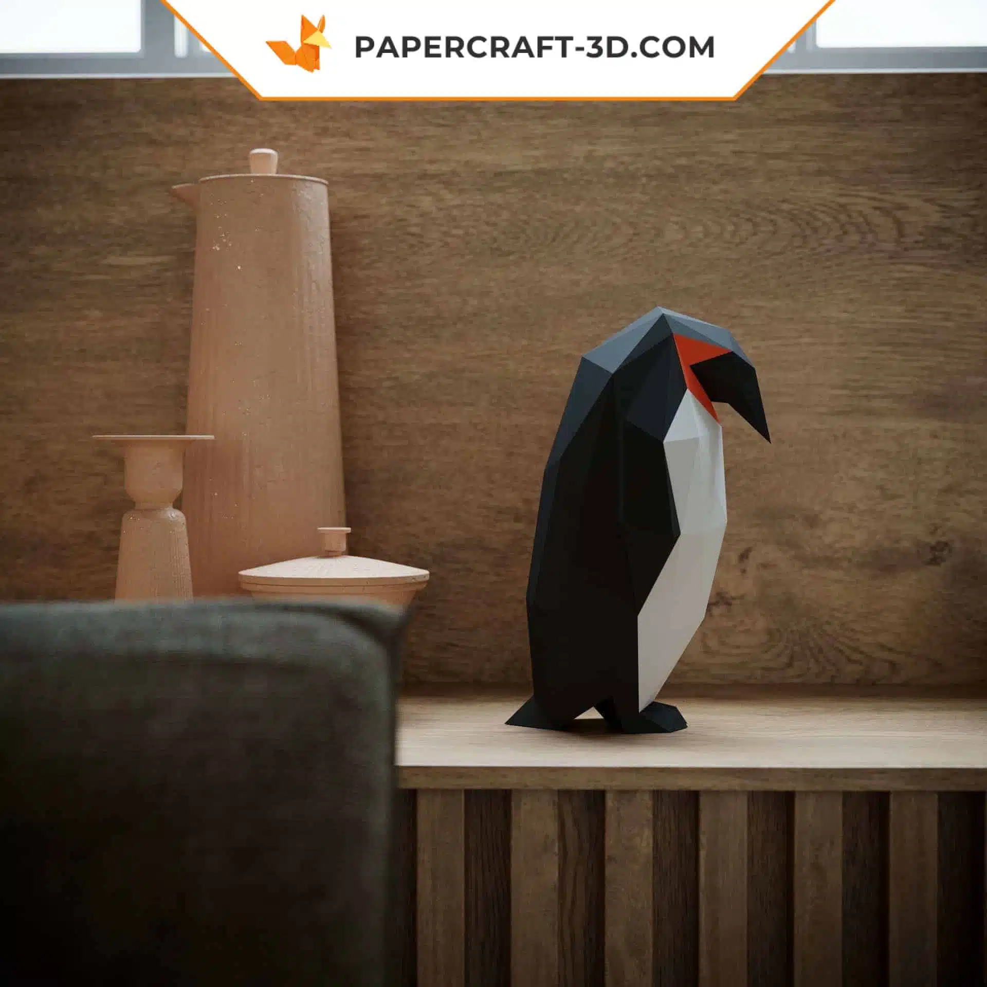 Kit de papercraft pingouin : puzzle d&rsquo;origami 3D pour décoration intérieure, art et cadeaux, weergave 6