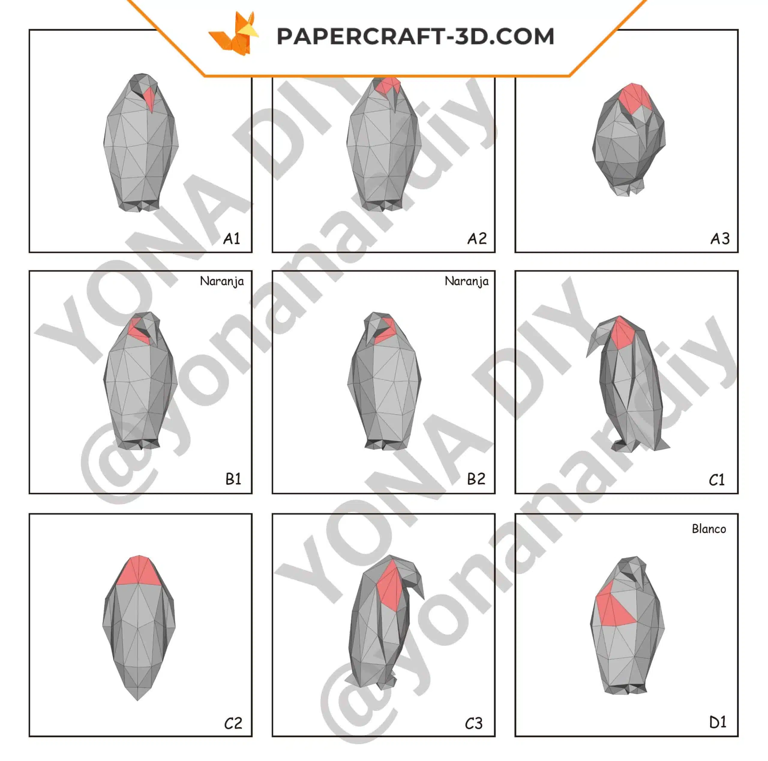 Kit de papercraft pingouin : puzzle d&rsquo;origami 3D pour décoration intérieure, art et cadeaux, weergave 10