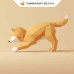 Papercraft de Shiba Inu qui fait la révérence en origami 3D