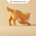 Papercraft de Shiba Inu qui fait la révérence en origami 3D
