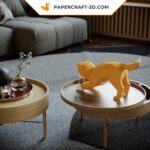 Papercraft de Shiba Inu qui fait la révérence en origami 3D