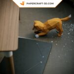 Papercraft de Shiba Inu qui fait la révérence en origami 3D