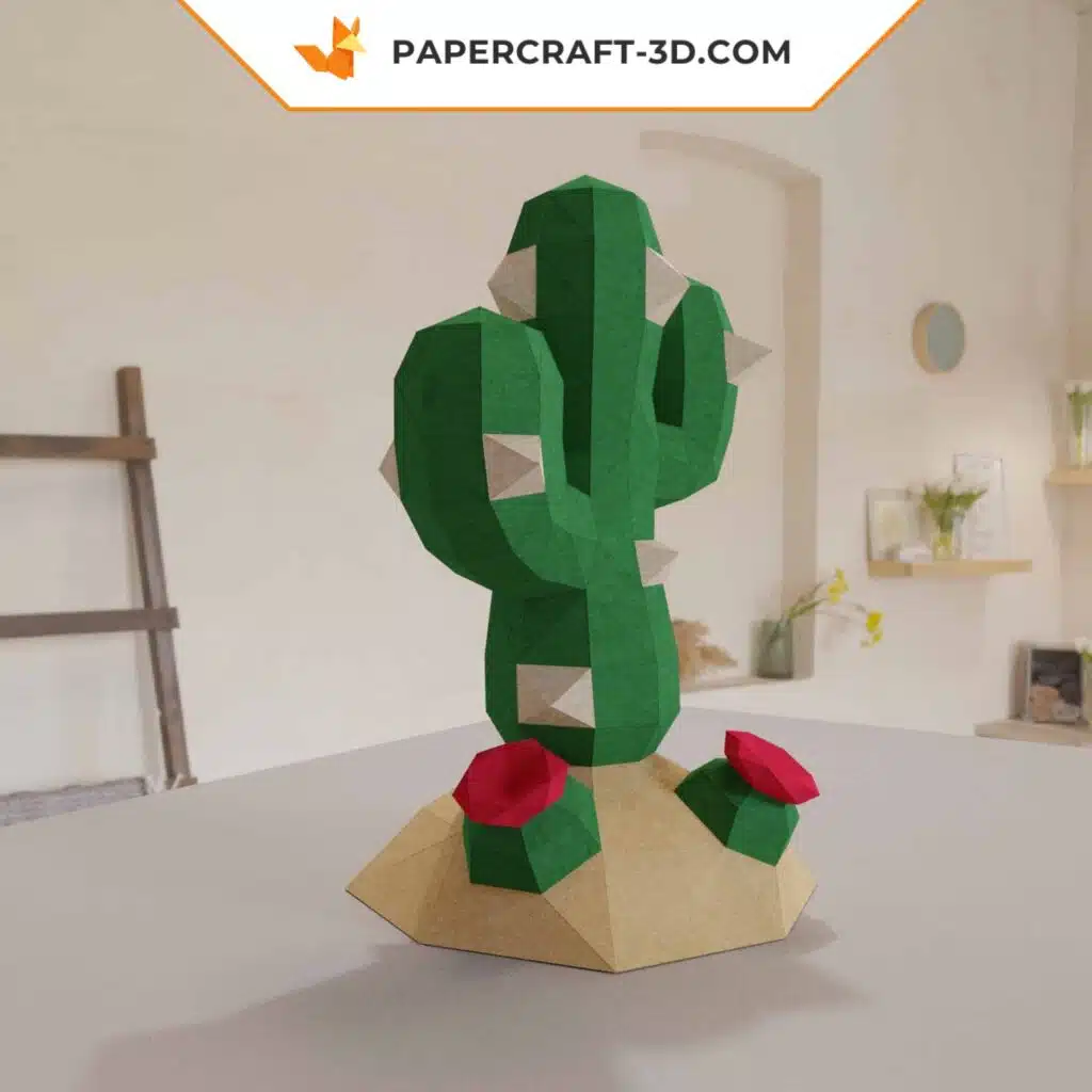Kit papercraft Cactus en origami papier 3D, weergave 2