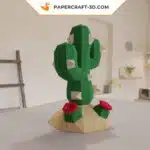 Kit papercraft Cactus en origami papier 3D, weergave 2