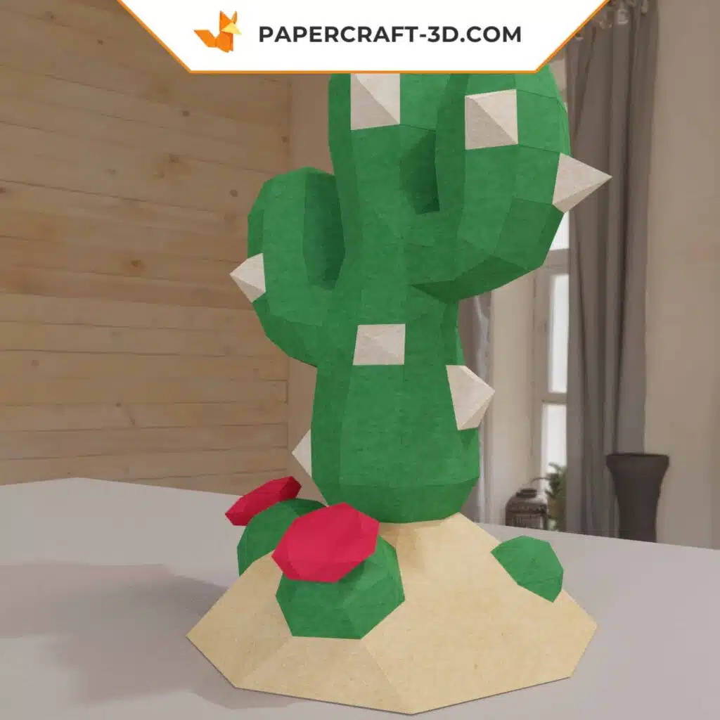 Kit papercraft Cactus en origami papier 3D, weergave 3
