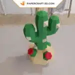 Kit papercraft Cactus en origami papier 3D, weergave 4