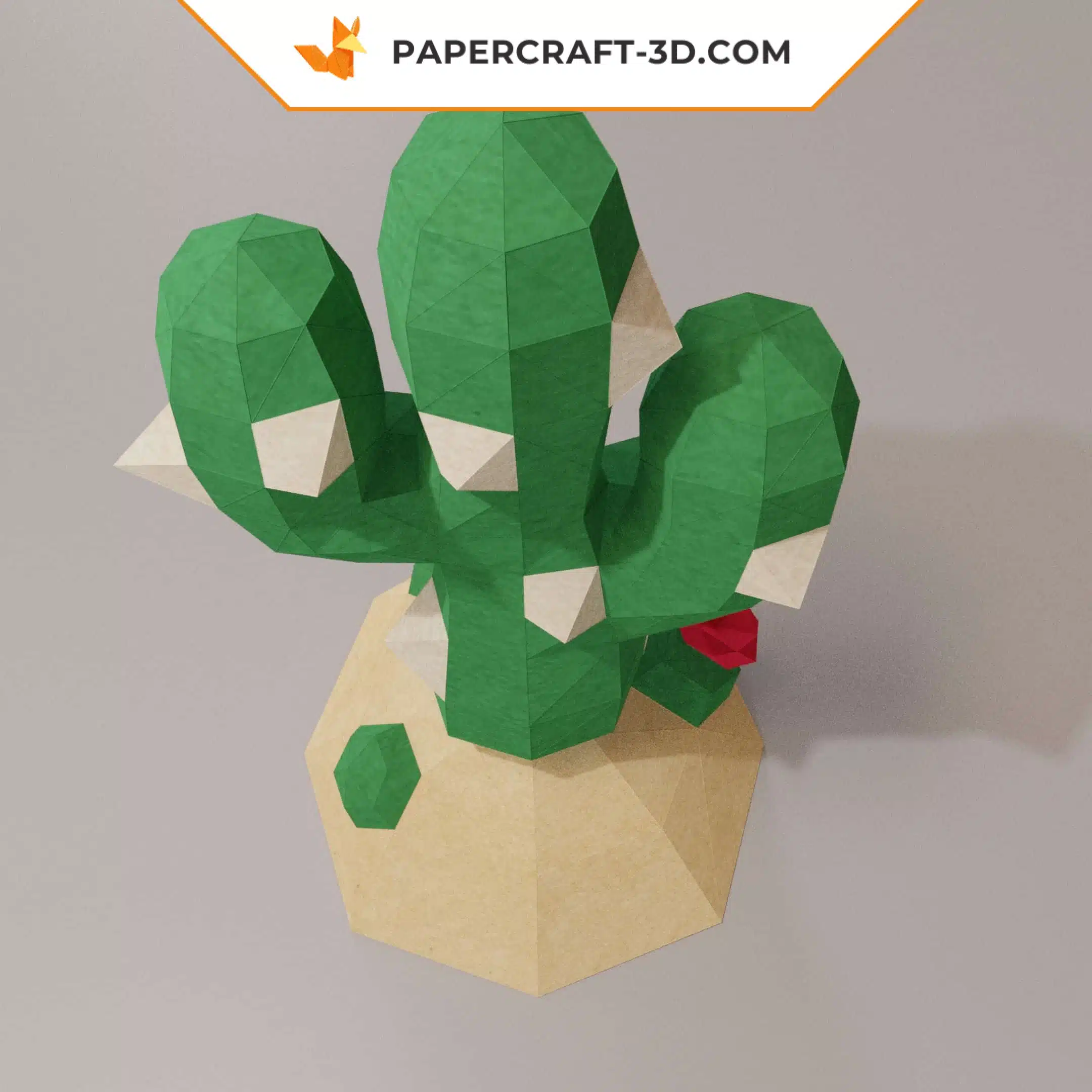 Kit papercraft Cactus en origami papier 3D, weergave 5