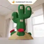 Kit papercraft Cactus en origami papier 3D, weergave 6