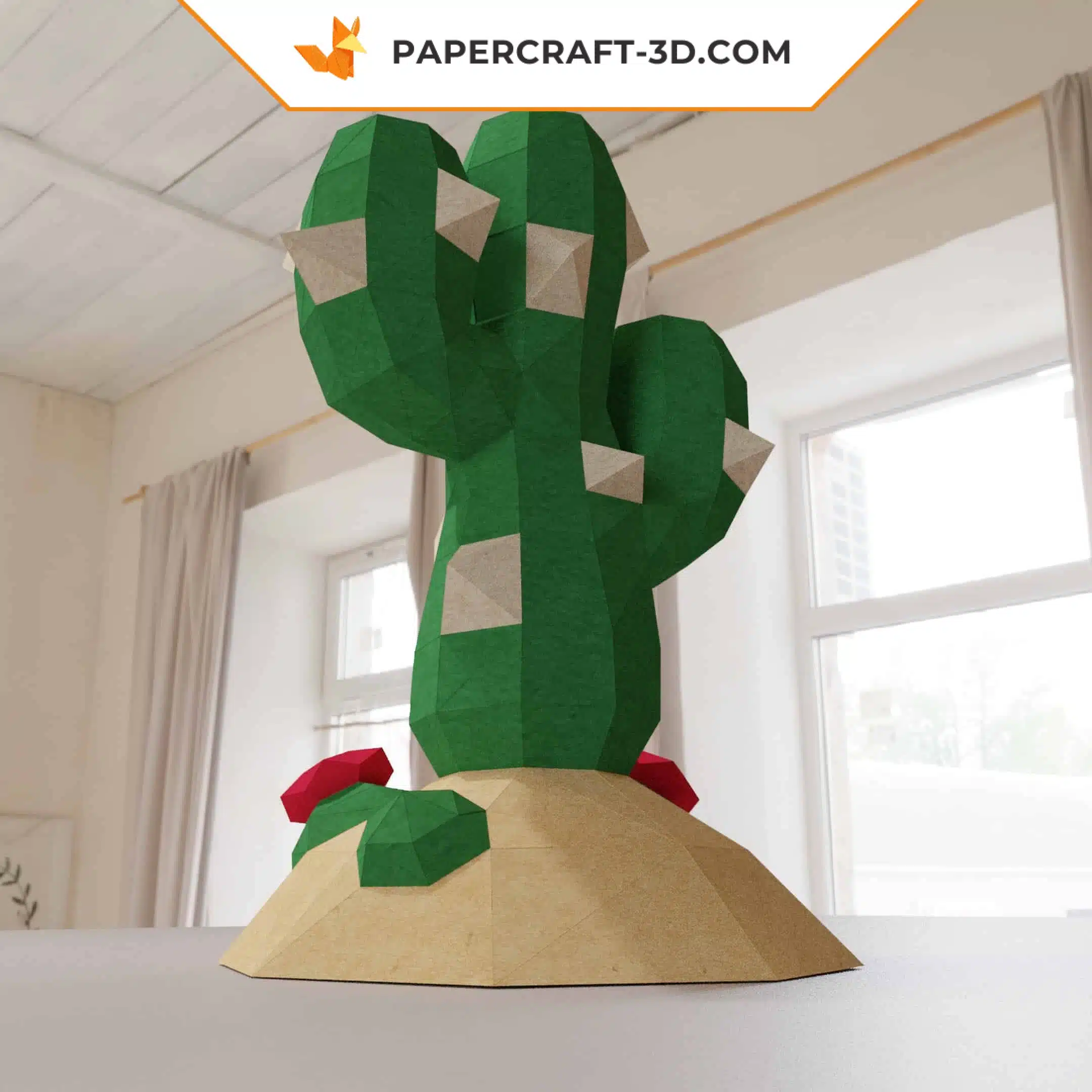 Kit papercraft Cactus en origami papier 3D, weergave 7