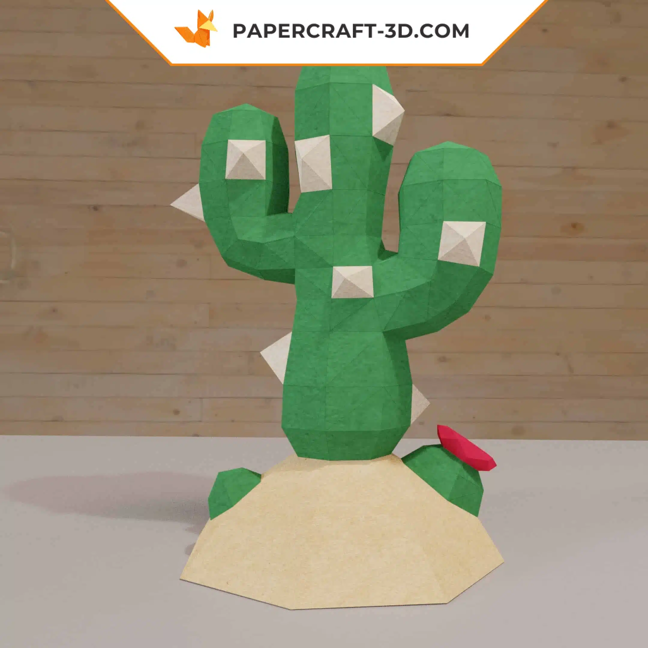 Kit papercraft Cactus en origami papier 3D, weergave 9