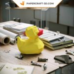Papercraft caneton jaune en origami 3D