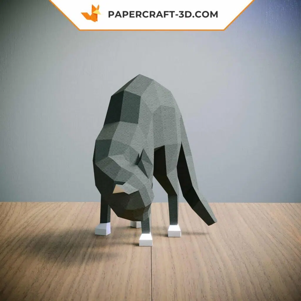Papercraft di gatto spaventato in origami 3D