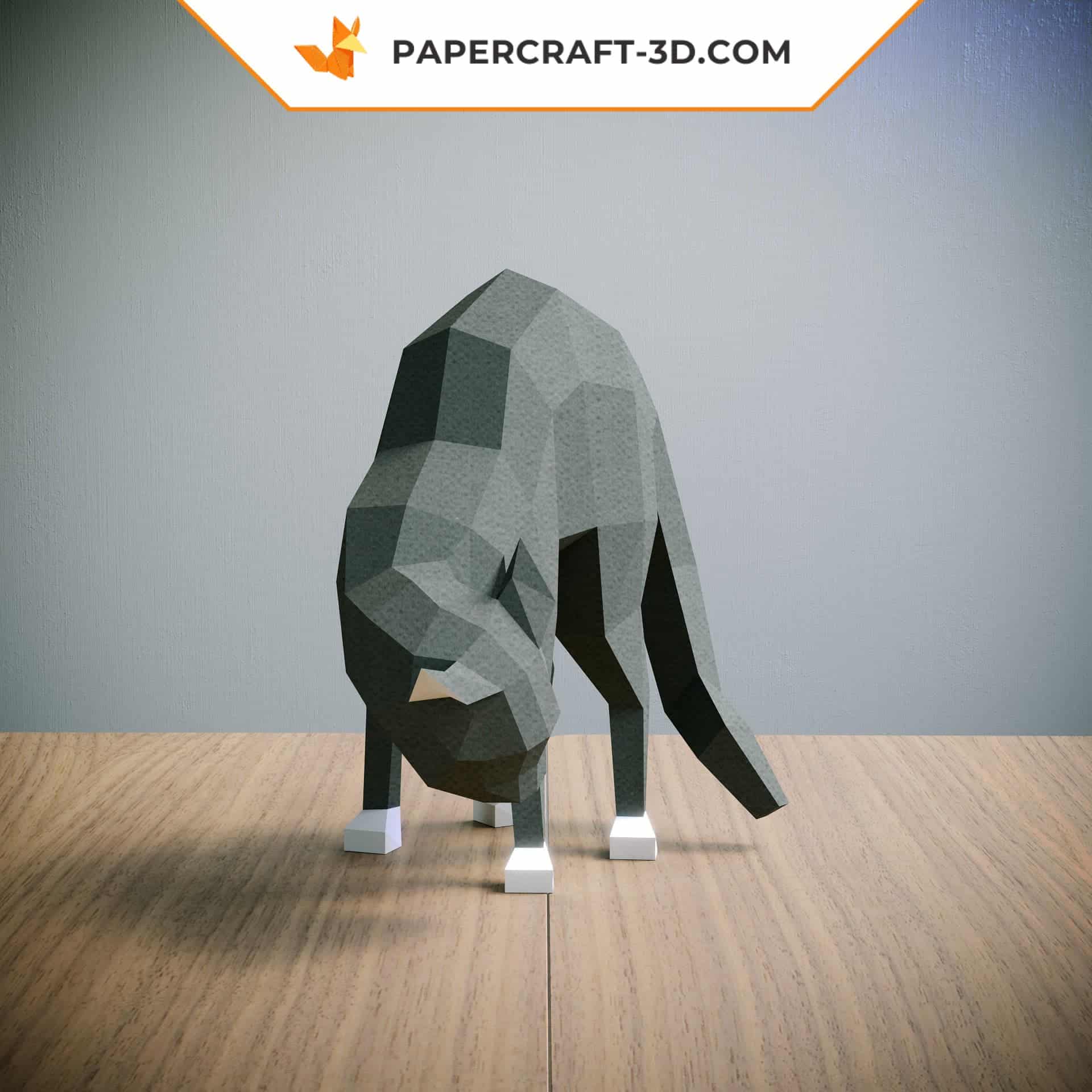 Papercraft de chat effrayé en origami 3D