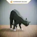 Kit Papercraft chat effrayé origami 3D en basse poly pour décoration d&rsquo;intérieur, weergave 3