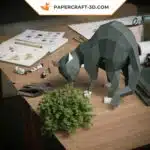 Kit Papercraft chat effrayé origami 3D en basse poly pour décoration d&rsquo;intérieur, weergave 4