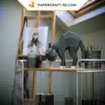 Kit Papercraft chat effrayé origami 3D en basse poly pour décoration d&rsquo;intérieur, weergave 5