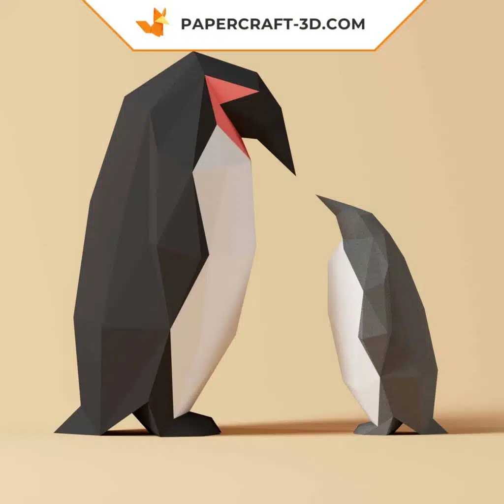 Papercraft famiglia di pinguini in origami