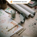 Papercraft penguin family in origami