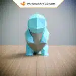 Papercraft de Squirtle em pé em origami 3D