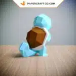 Papercraft de Squirtle em pé em origami 3D