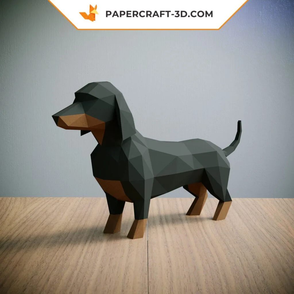 Dackel-Papercraft in 3D-Origami
