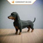 Origami 3D dachshund em papel