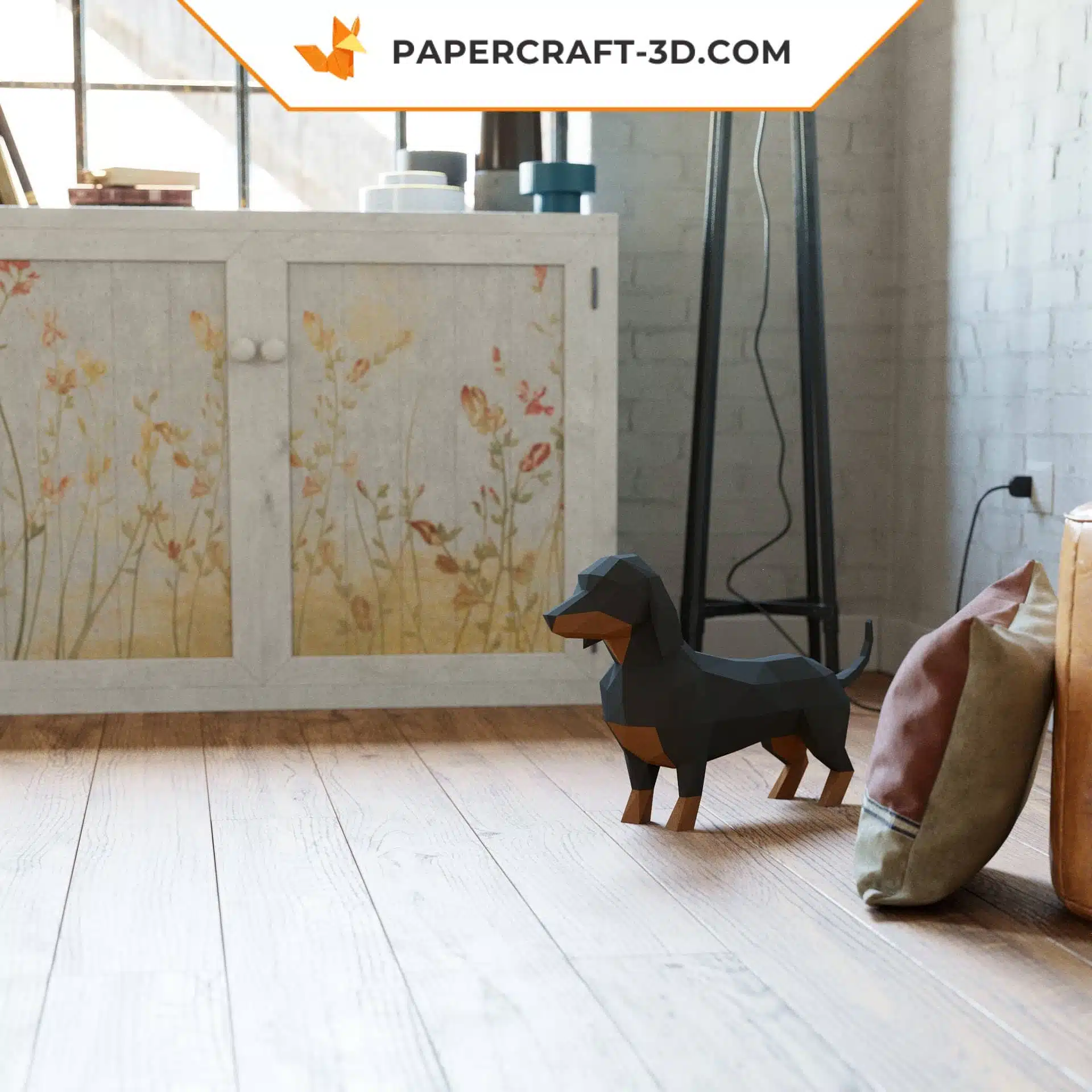 Kit Papercraft Teckel : origami papier 3D pour décoration intérieure, art et cadeaux, weergave 4