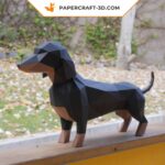 Origami 3D dachshund em papel