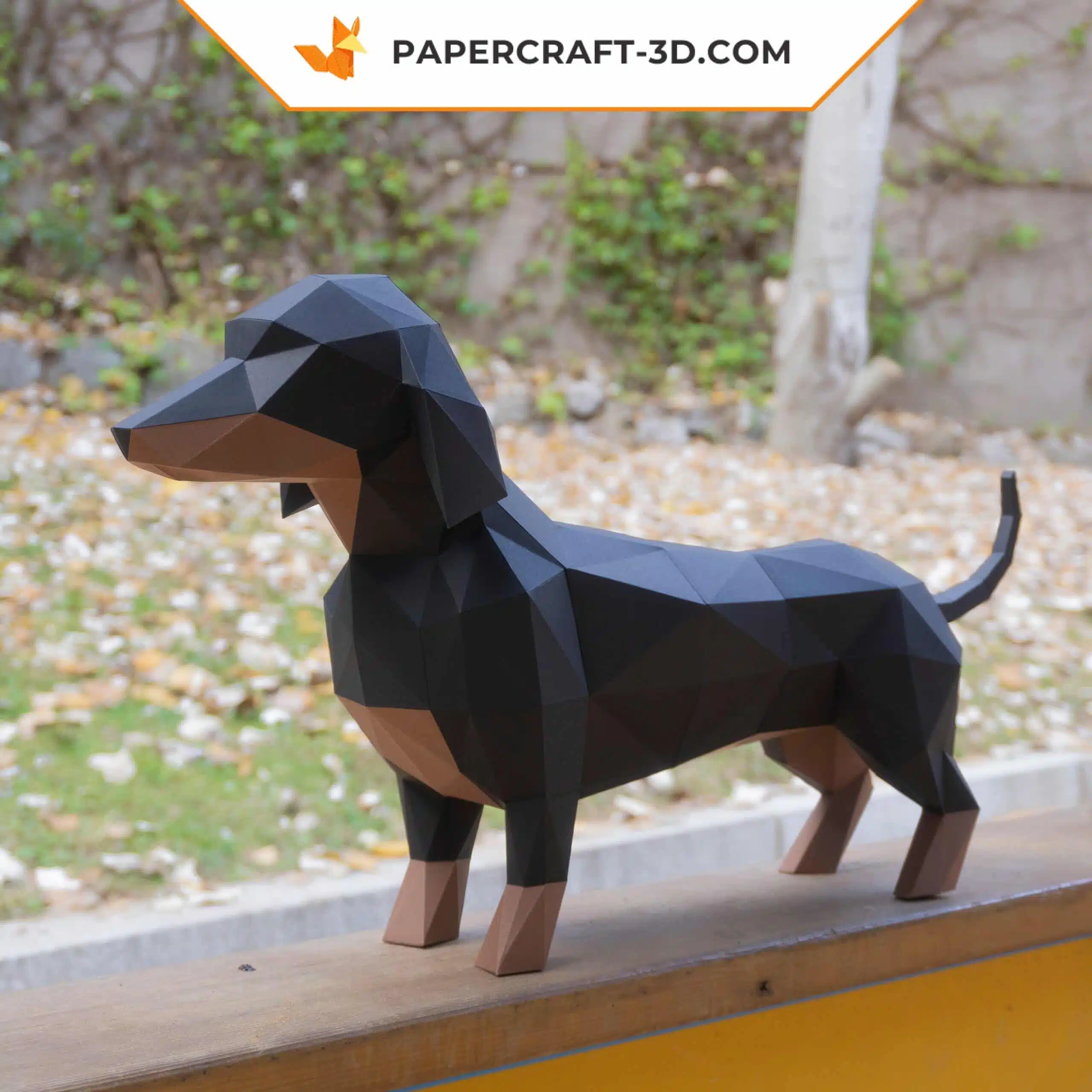 Kit Papercraft Teckel : origami papier 3D pour décoration intérieure, art et cadeaux, weergave 5