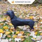 Origami 3D dachshund em papel