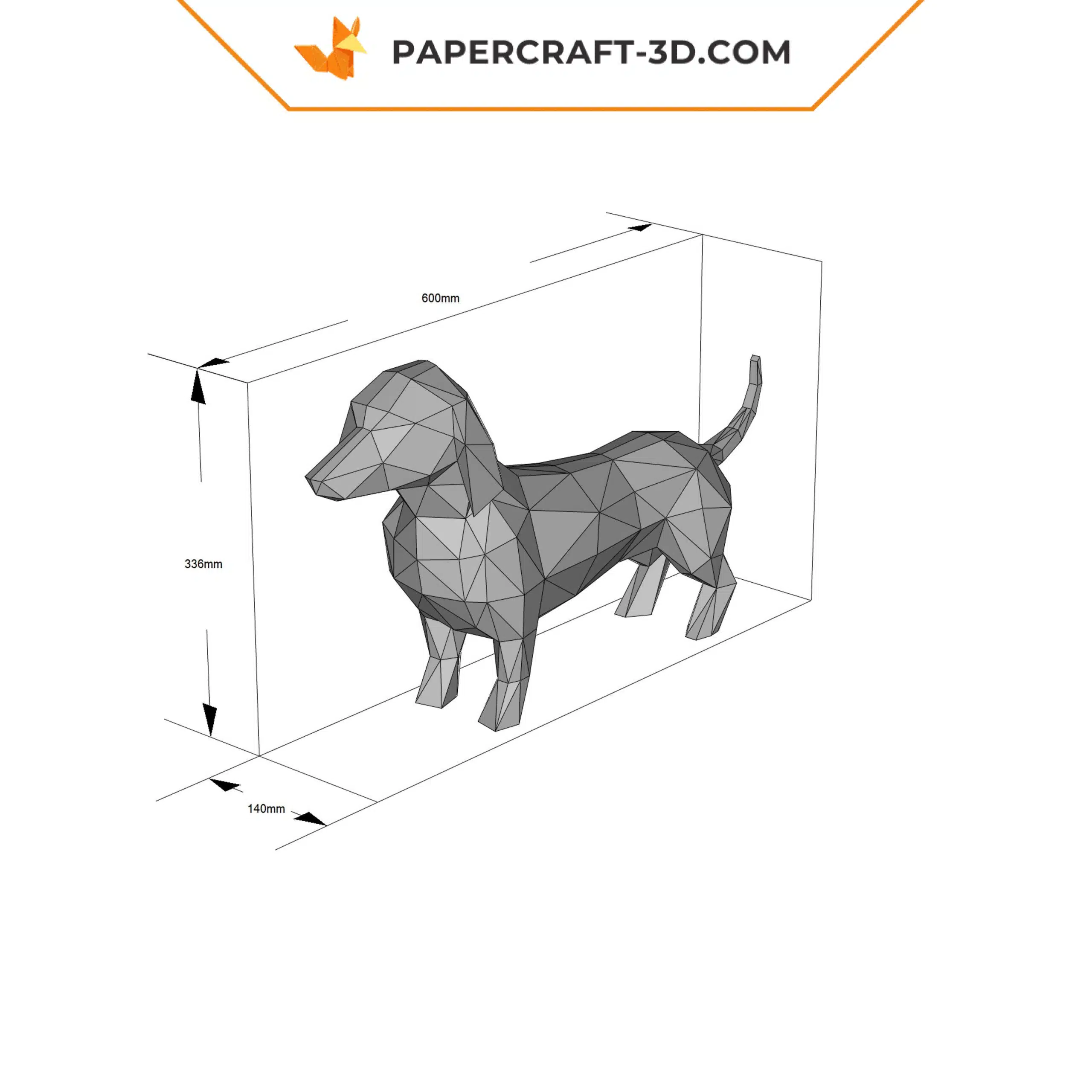 Kit Papercraft Teckel : origami papier 3D pour décoration intérieure, art et cadeaux, weergave 7