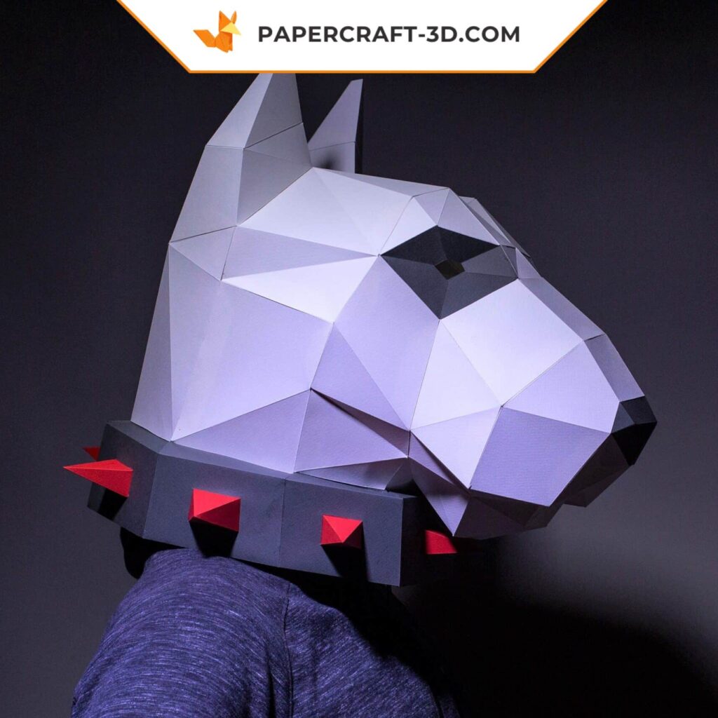 Papercraft máscara Bull Terrier em origami