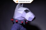 Papercraft Bull Terrier mask in origami