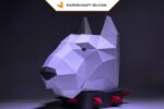 Papercraft Bull Terrier mask in origami