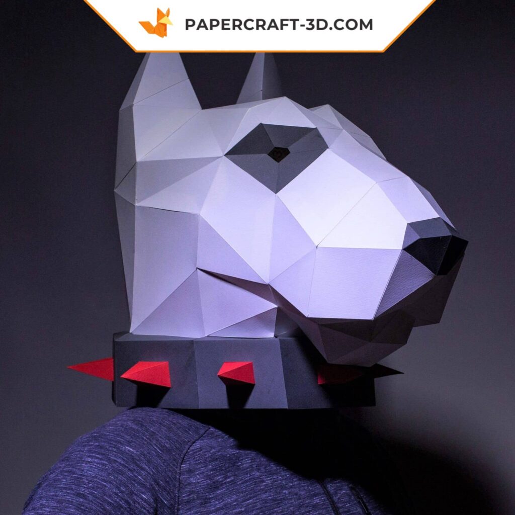 Papercraft máscara Bull Terrier em origami Papercraft máscara Bull Terrier em origami