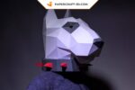 Papercraft Bull Terrier mask in origami
