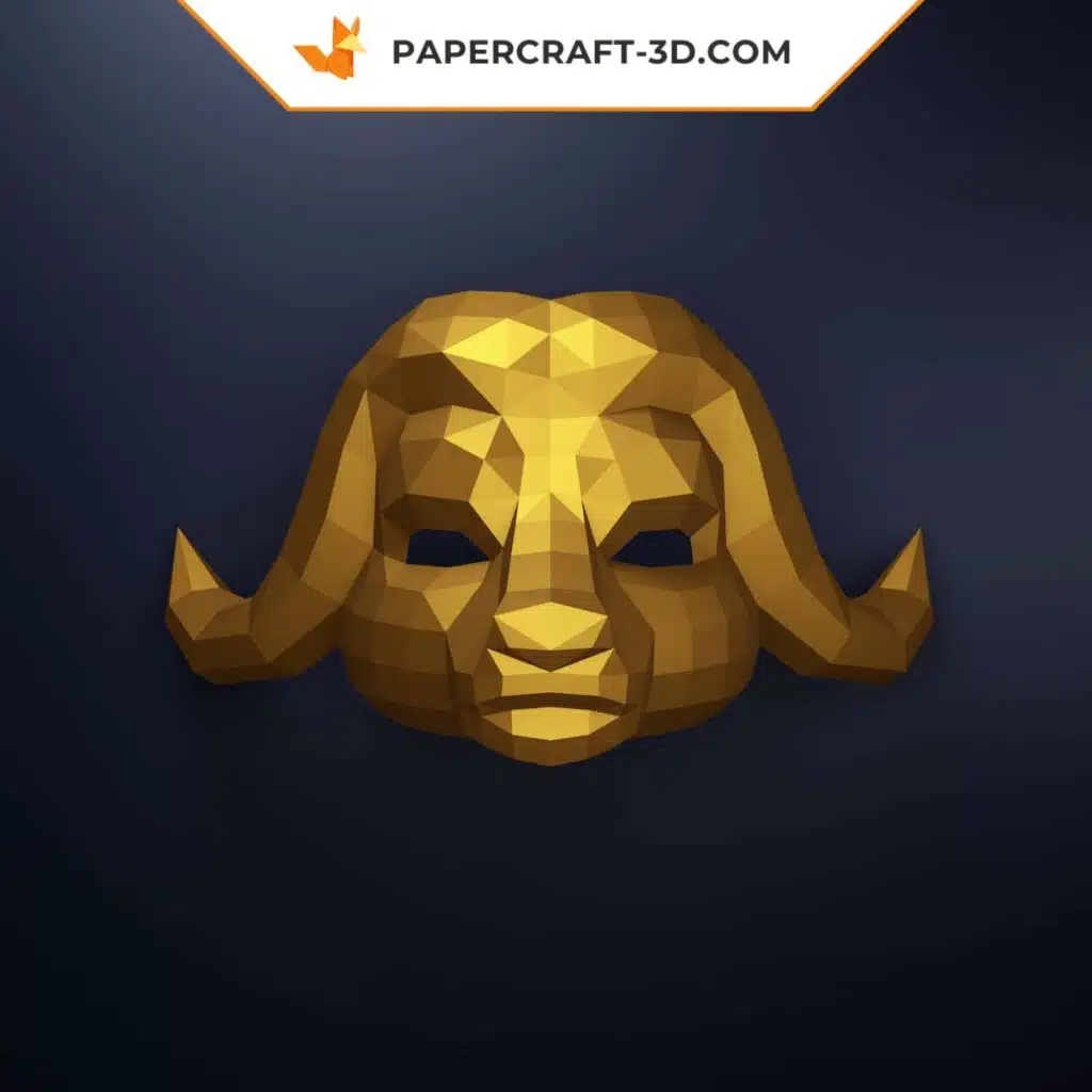 Papercraft de masque de buffle Squid Game en origami 3D