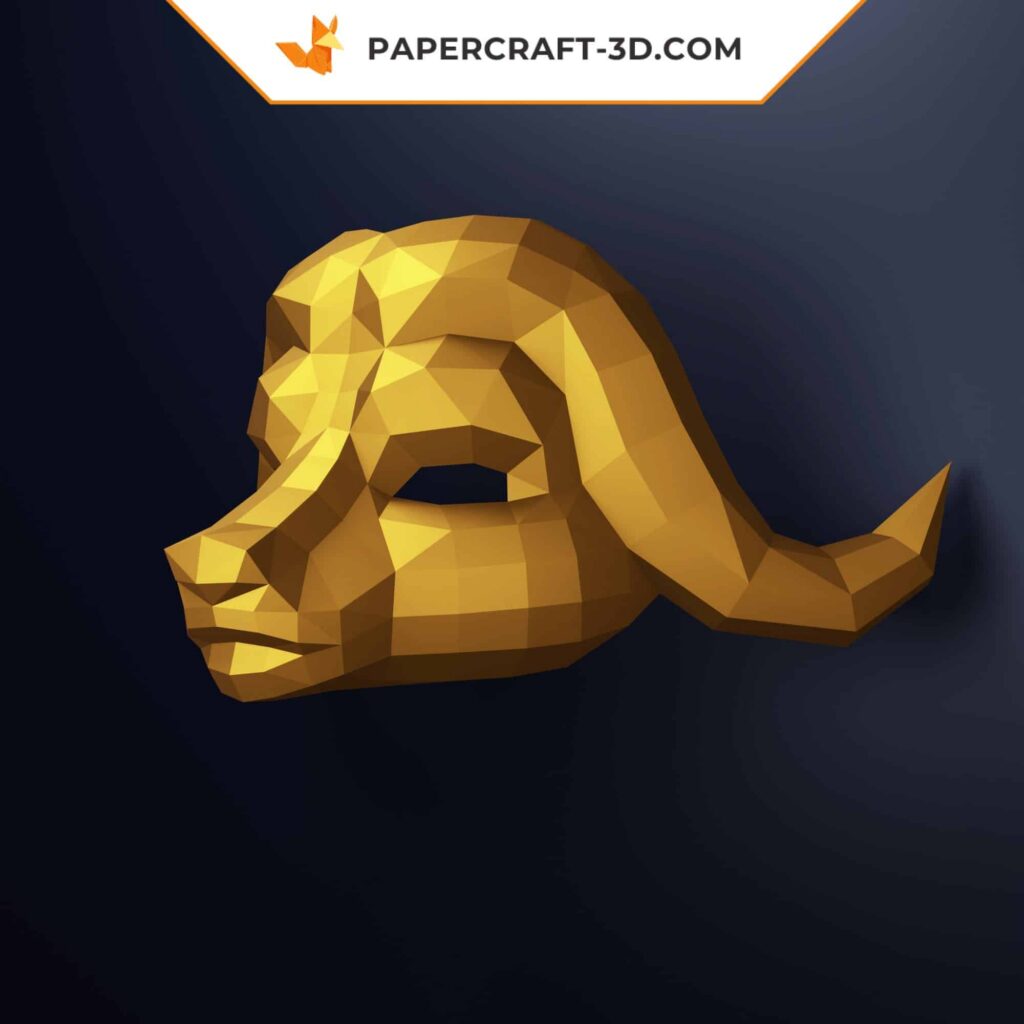 Papercraft de máscara de búfalo Squid Game em origami 3D