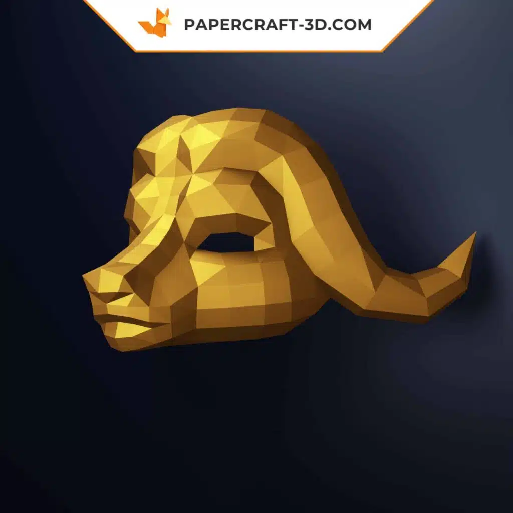 Papercraft de máscara de búfalo Squid Game en origami 3D