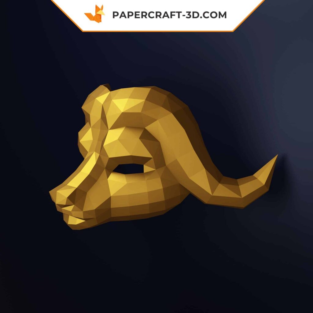 Papercraft de máscara de búfalo Squid Game em origami 3D