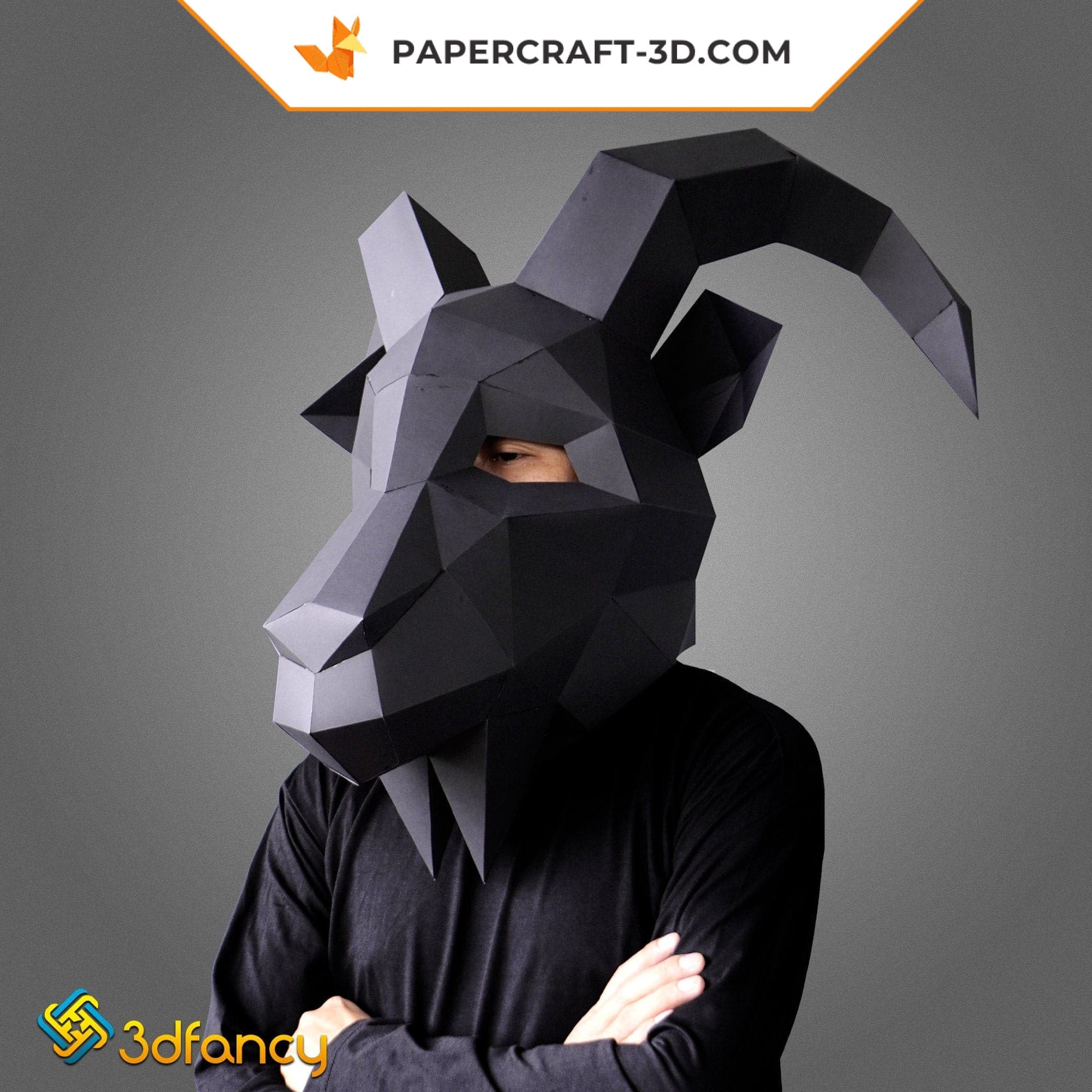 Papercraft maschera di capra in origami 3D
