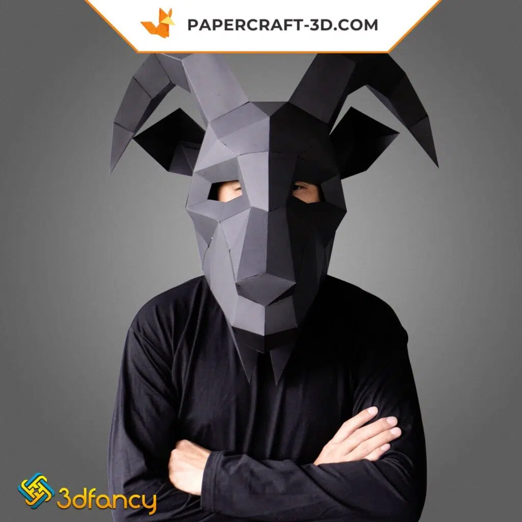 Papercraft di maschera di capra in origami 3D