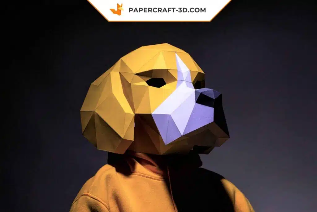 Masque de chien Beagle en papercraft, modèle d&rsquo;origami 3D à télécharger en PDF, weergave 2