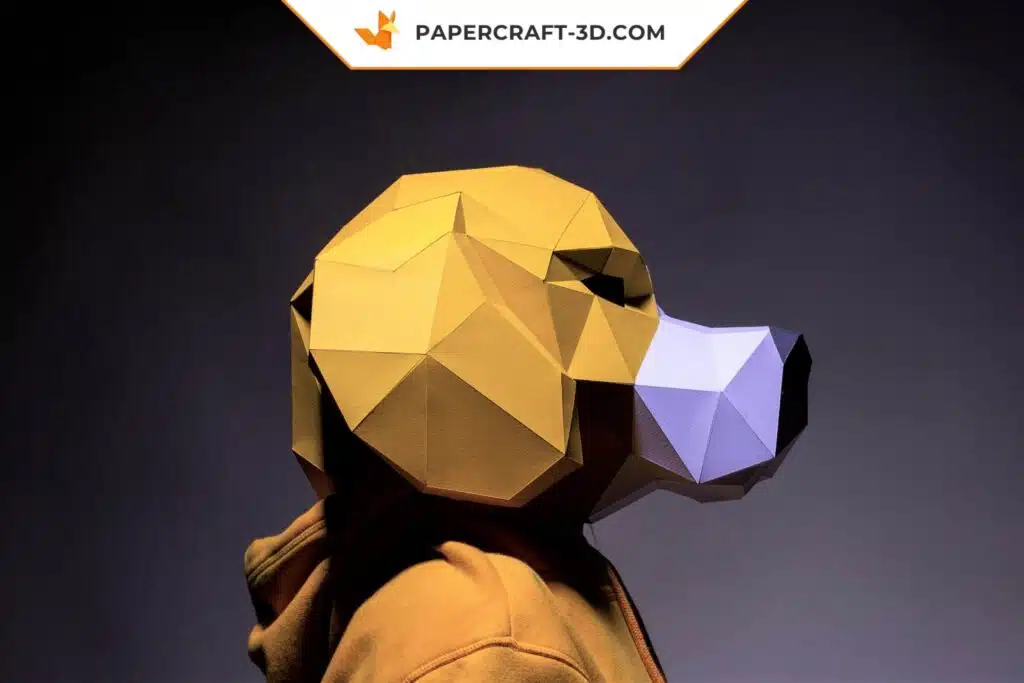 Masque de chien Beagle en papercraft, modèle d&rsquo;origami 3D à télécharger en PDF, weergave 3